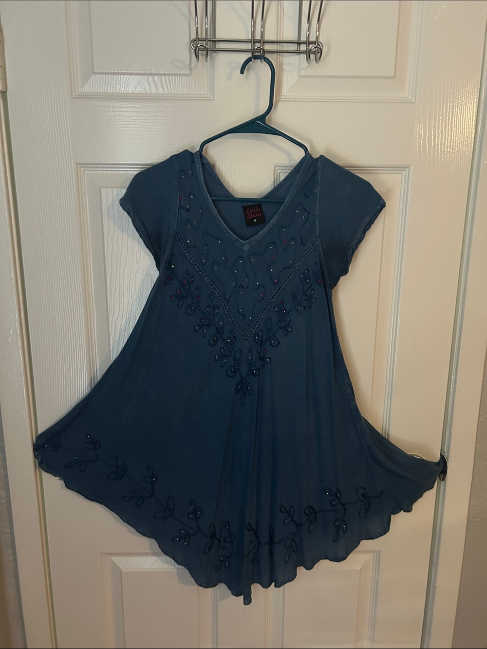 Embellished Blue Women's Swing Blouse